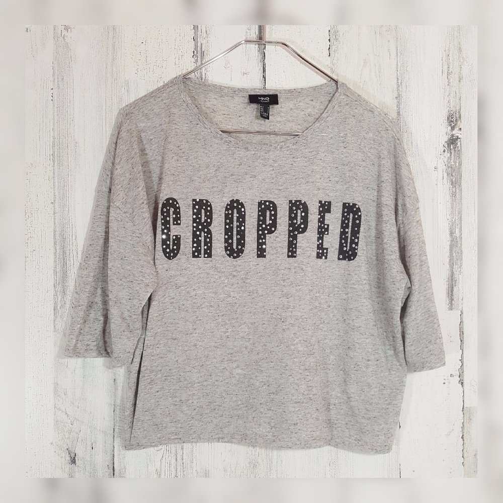MNG JEANS cropped studded tee